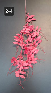 Ramură artificială roz cu frunze lungi decorative - 89cm